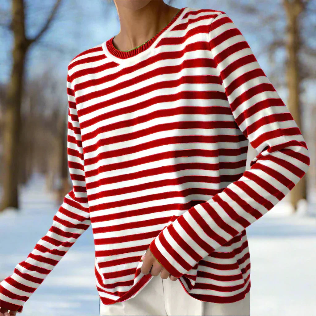 Joanna | Striped Long Sleeve Crew Neck T-Shirt