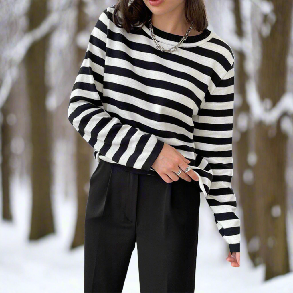 Joanna | Striped Long Sleeve Crew Neck T-Shirt