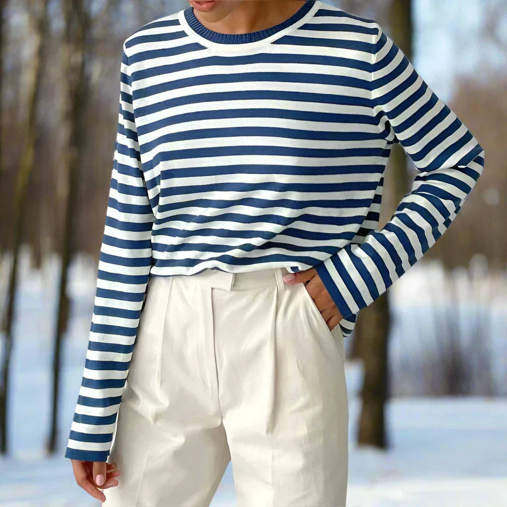 Joanna | Striped Long Sleeve Crew Neck T-Shirt