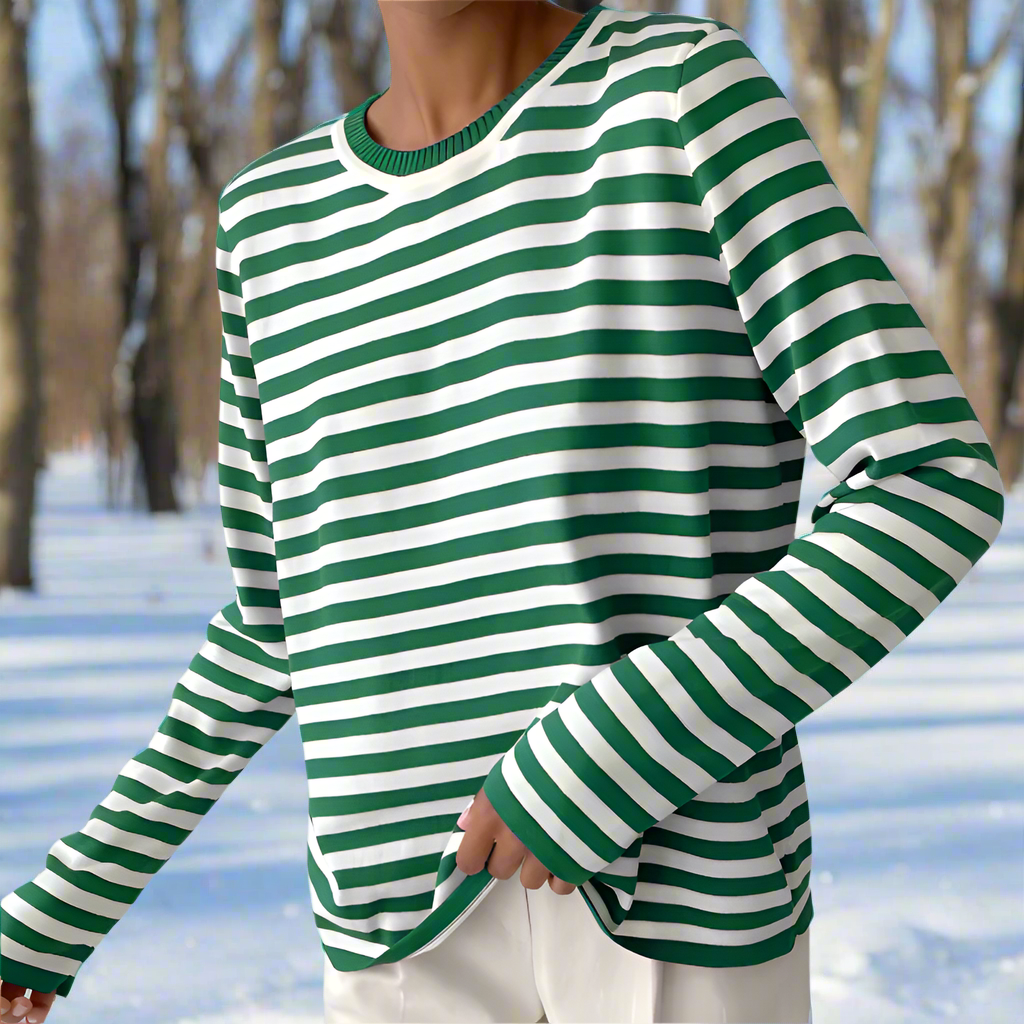 Joanna | Striped Long Sleeve Crew Neck T-Shirt