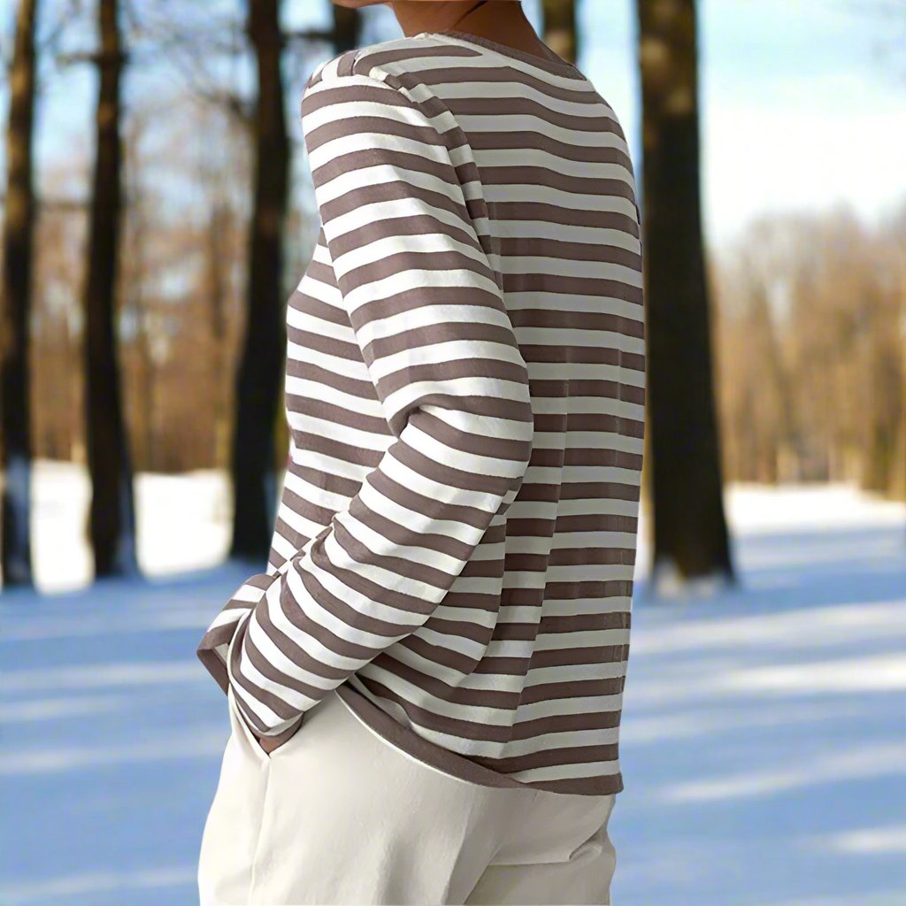 Joanna | Striped Long Sleeve Crew Neck T-Shirt