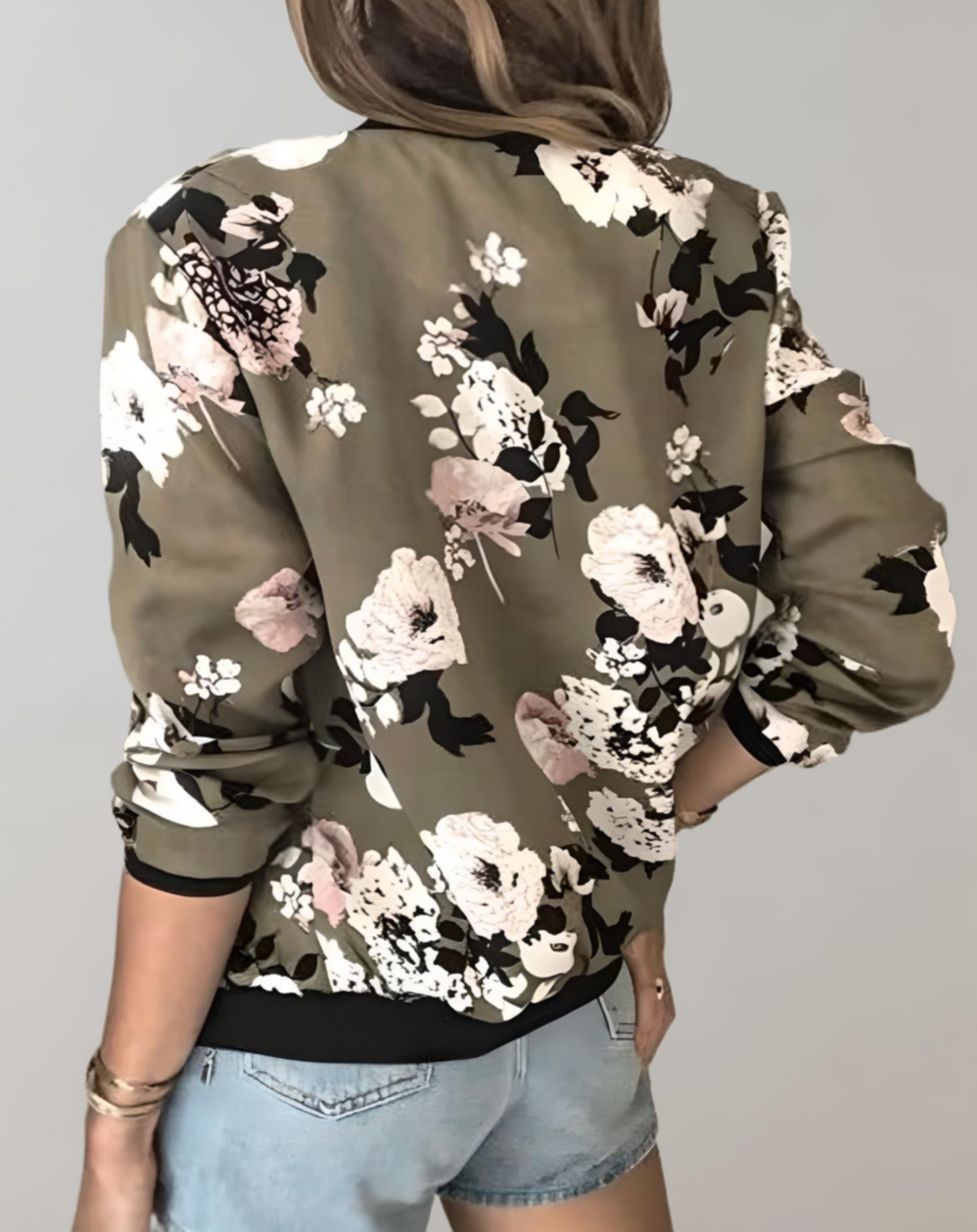 Laila | Floral Zip-Up Bomber Jacket