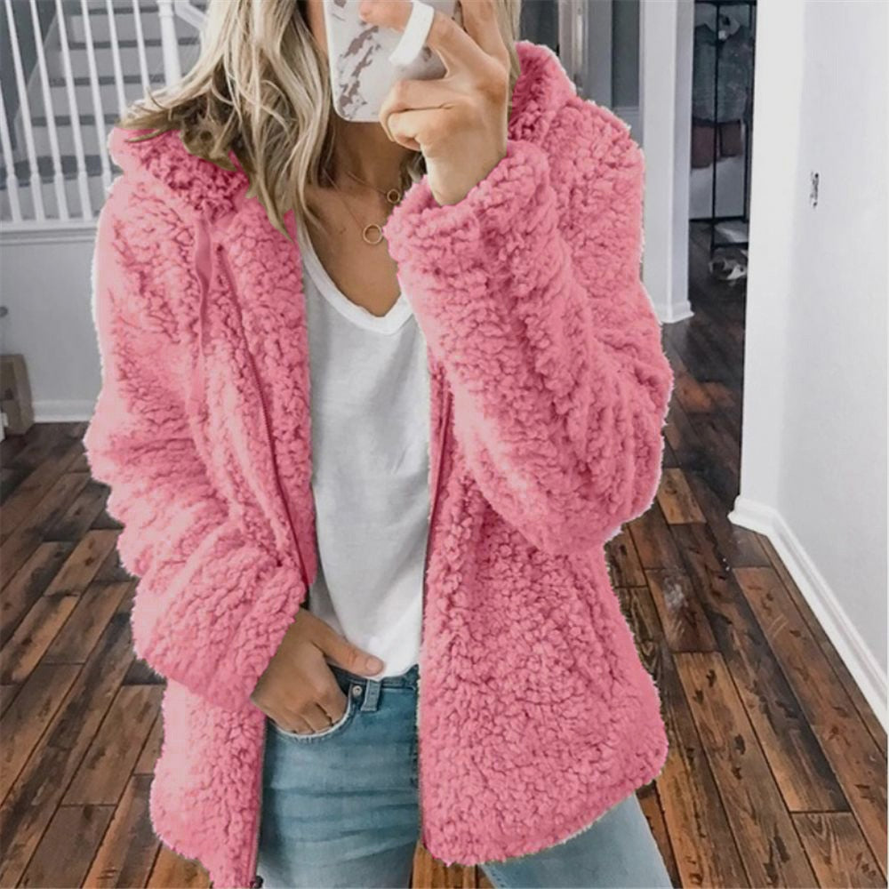 Helen | Hooded Teddy Fleece Zip Jacket