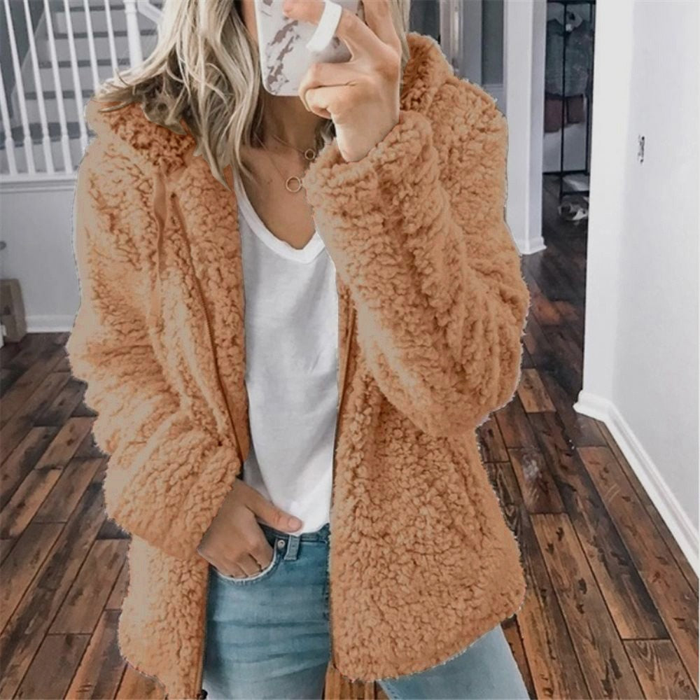 Helen | Hooded Teddy Fleece Zip Jacket