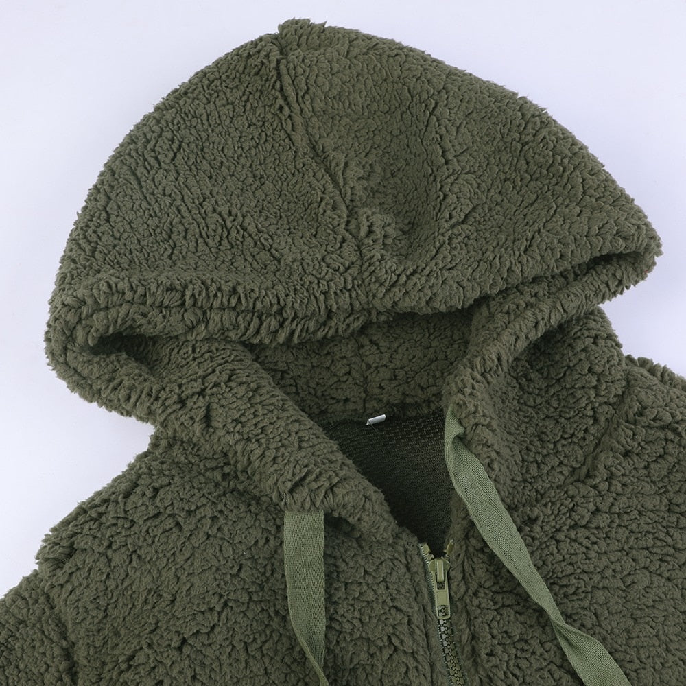 Helen | Hooded Teddy Fleece Zip Jacket