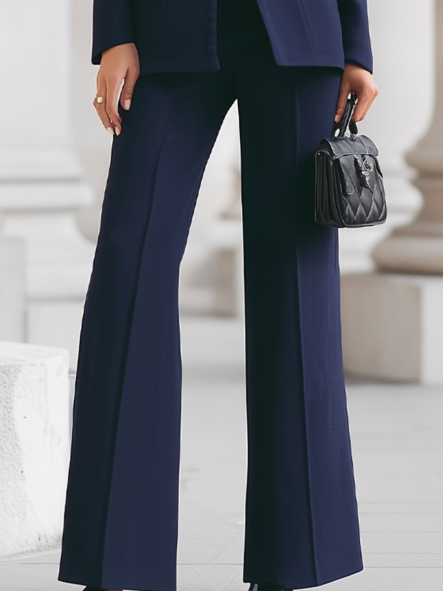 Brenda | High-Collar Blazer And Wide-Leg Pants Set