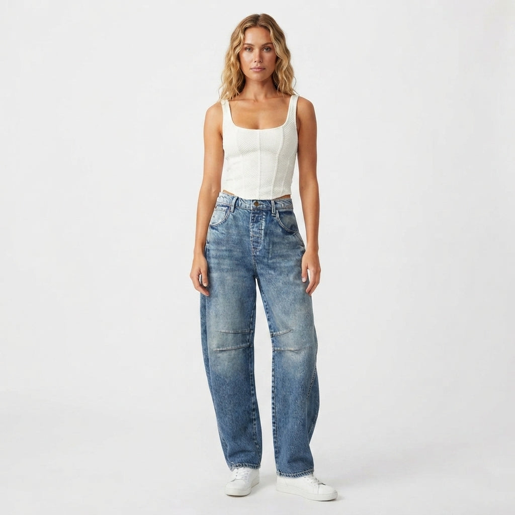 Marcella | Barrel-Leg Jeans With Curved Seams