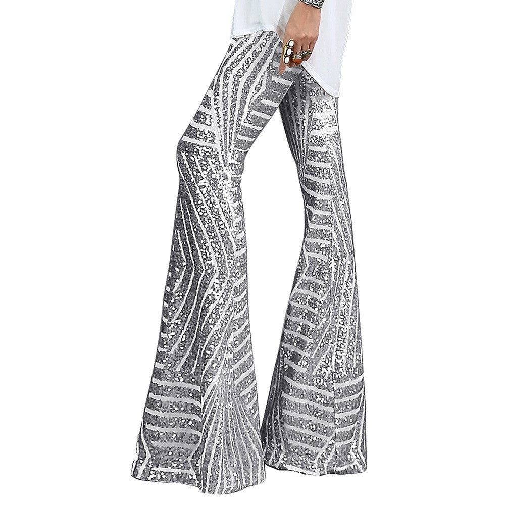 Evie | High-Waisted Sequin Flare Pants