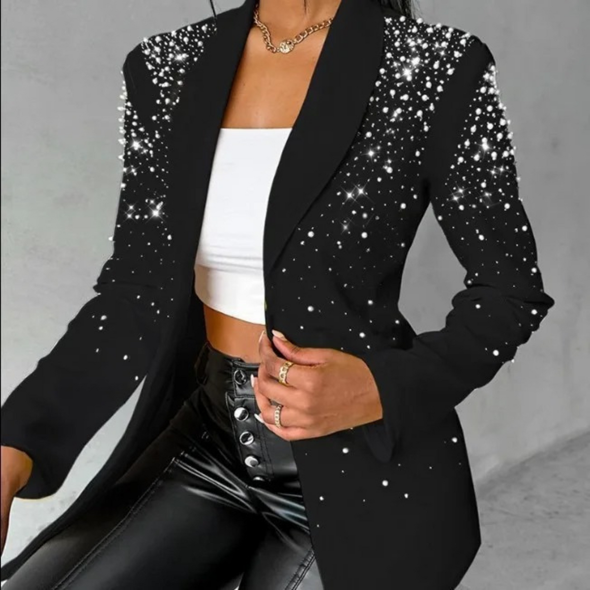 Fiona | Slim Blazer With Pearl Details