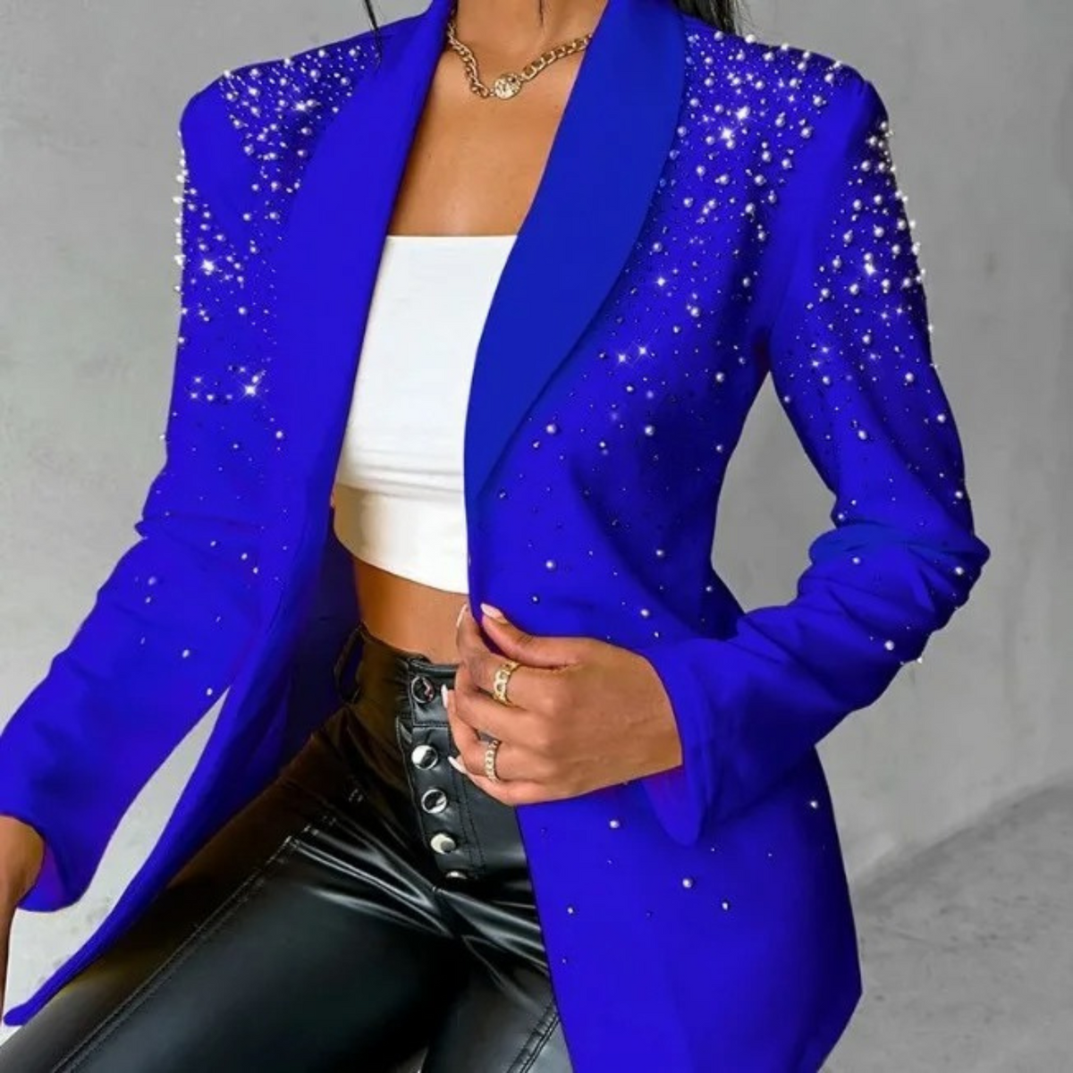 Fiona | Slim Blazer With Pearl Details