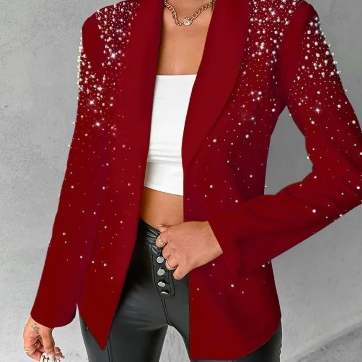 Fiona | Slim Blazer With Pearl Details