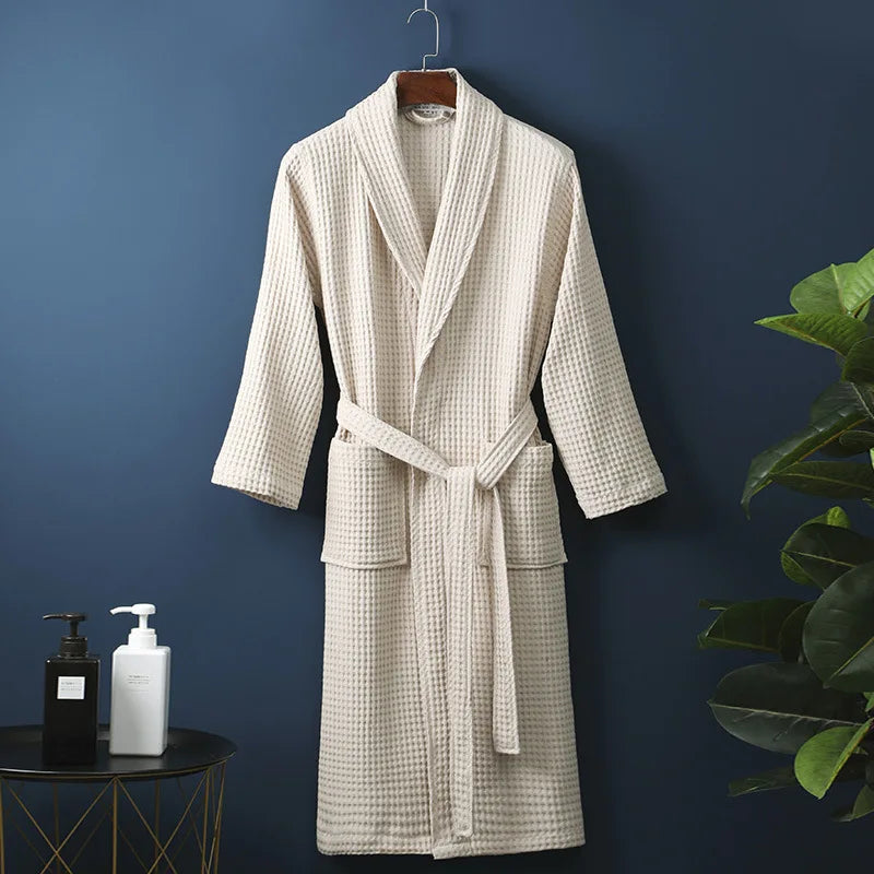 Jane | Waffle Cotton Bathrobe With Tie Belt