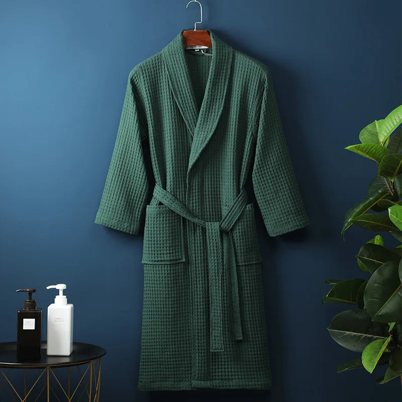 Jane | Waffle Cotton Bathrobe With Tie Belt