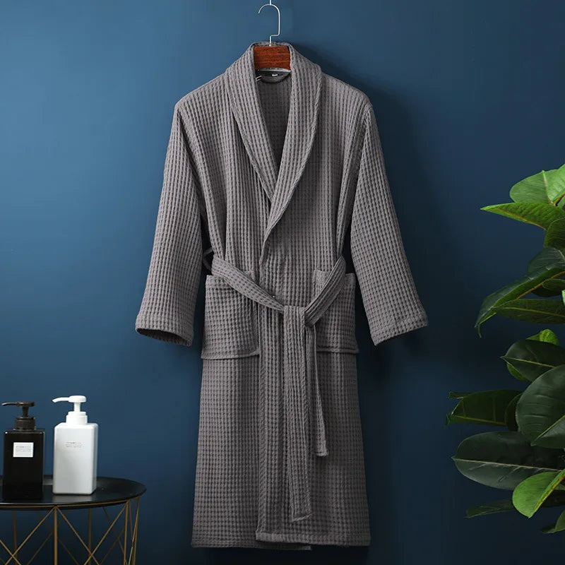 Jane | Waffle Cotton Bathrobe With Tie Belt