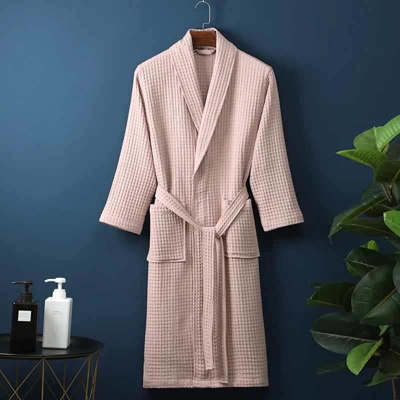 Jane | Waffle Cotton Bathrobe With Tie Belt