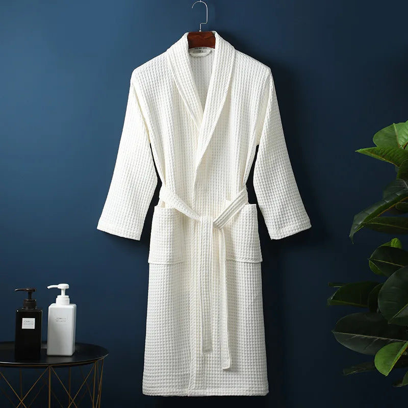 Jane | Waffle Cotton Bathrobe With Tie Belt