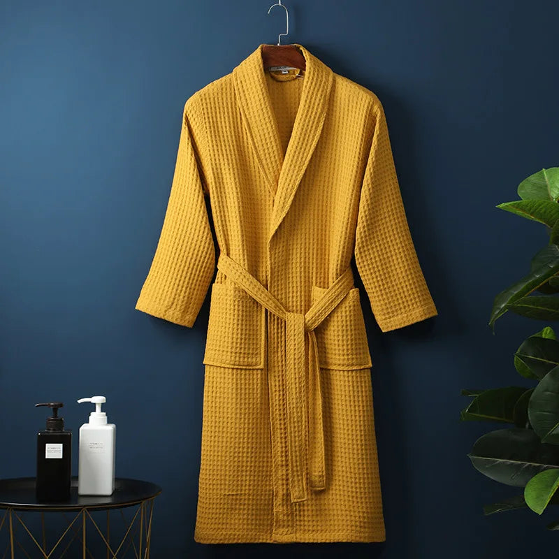 Jane | Waffle Cotton Bathrobe With Tie Belt