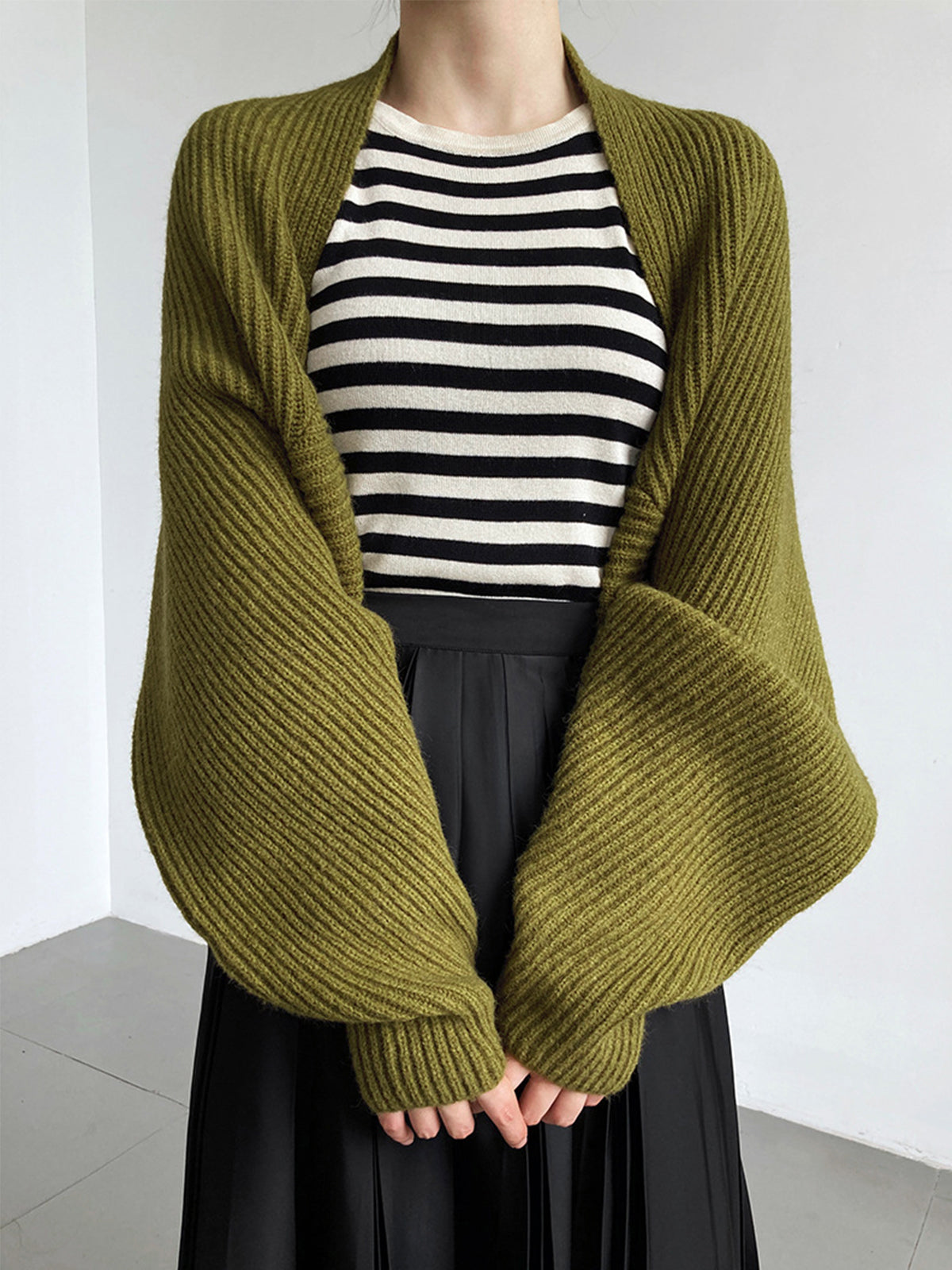 Posy | Open-Front Ribbed Knit Shrug Cardigan