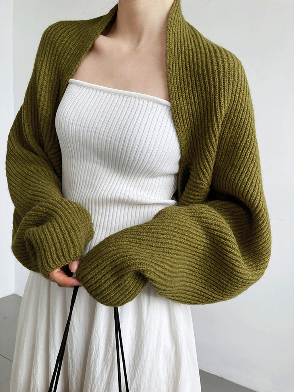 Posy | Open-Front Ribbed Knit Shrug Cardigan