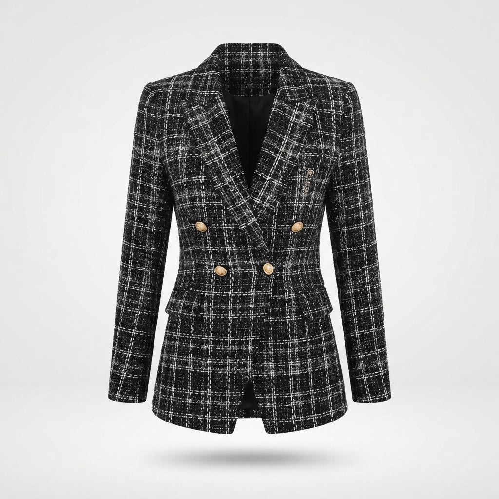 Matilda | Plaid Double-Breasted Longline Blazer