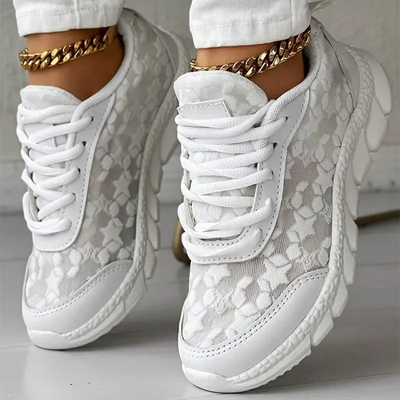 Samantha | Floral-Pattern Sneakers With Chunky Sole