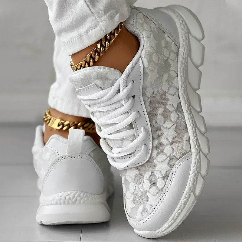 Samantha | Floral-Pattern Sneakers With Chunky Sole