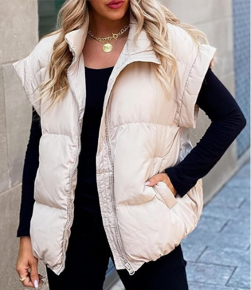 Janet | Quilted Puffer Vest With Stand Collar