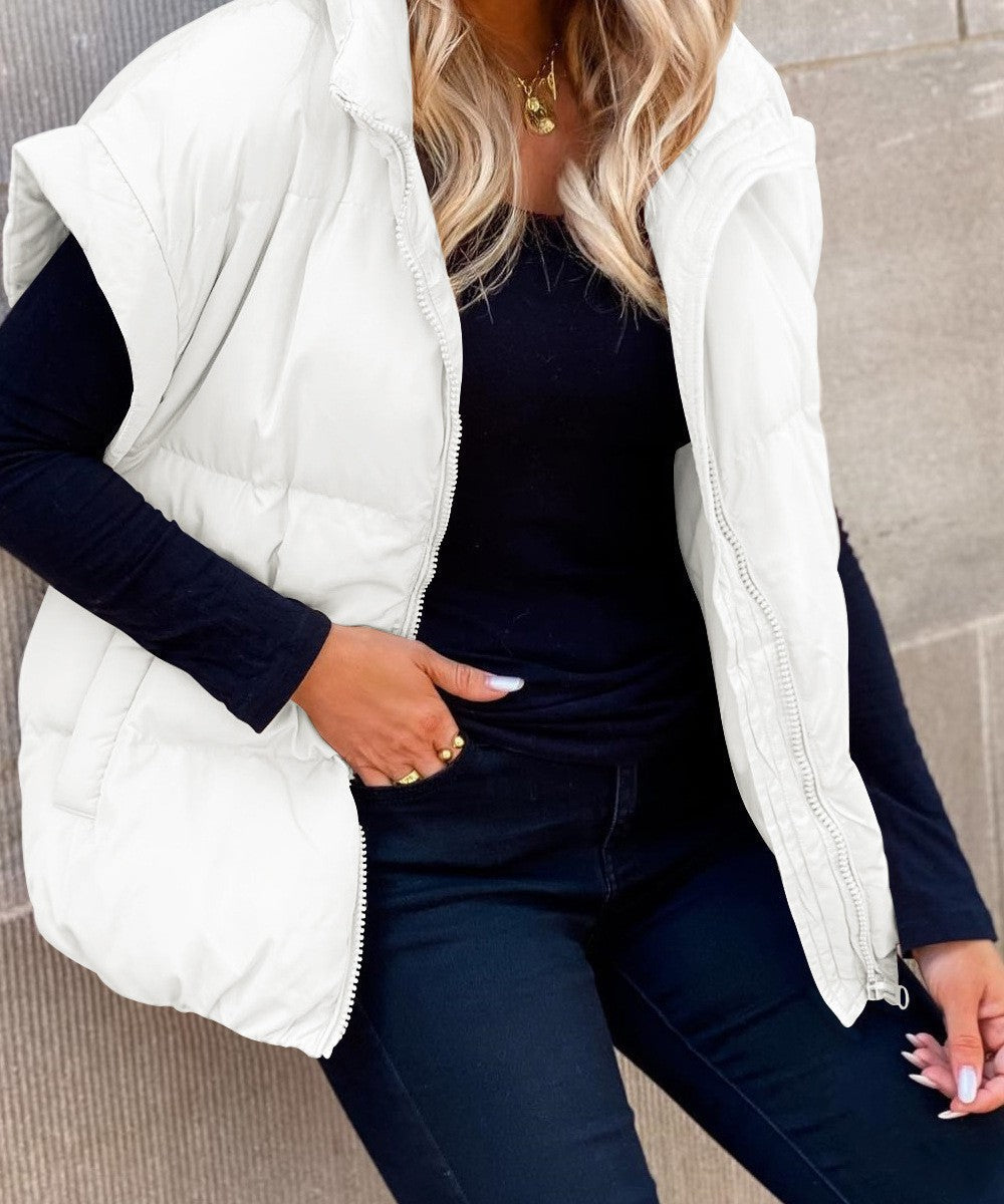 Janet | Quilted Puffer Vest With Stand Collar