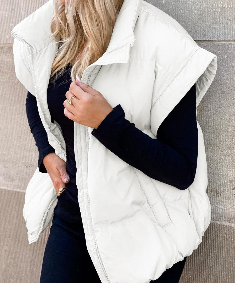 Janet | Quilted Puffer Vest With Stand Collar