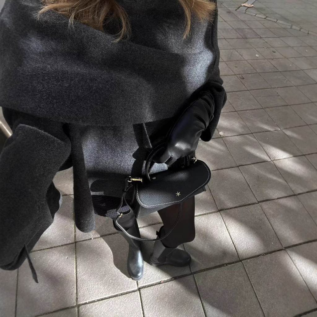 Julia | Asymmetrical Poncho With Draped Scarf Collar