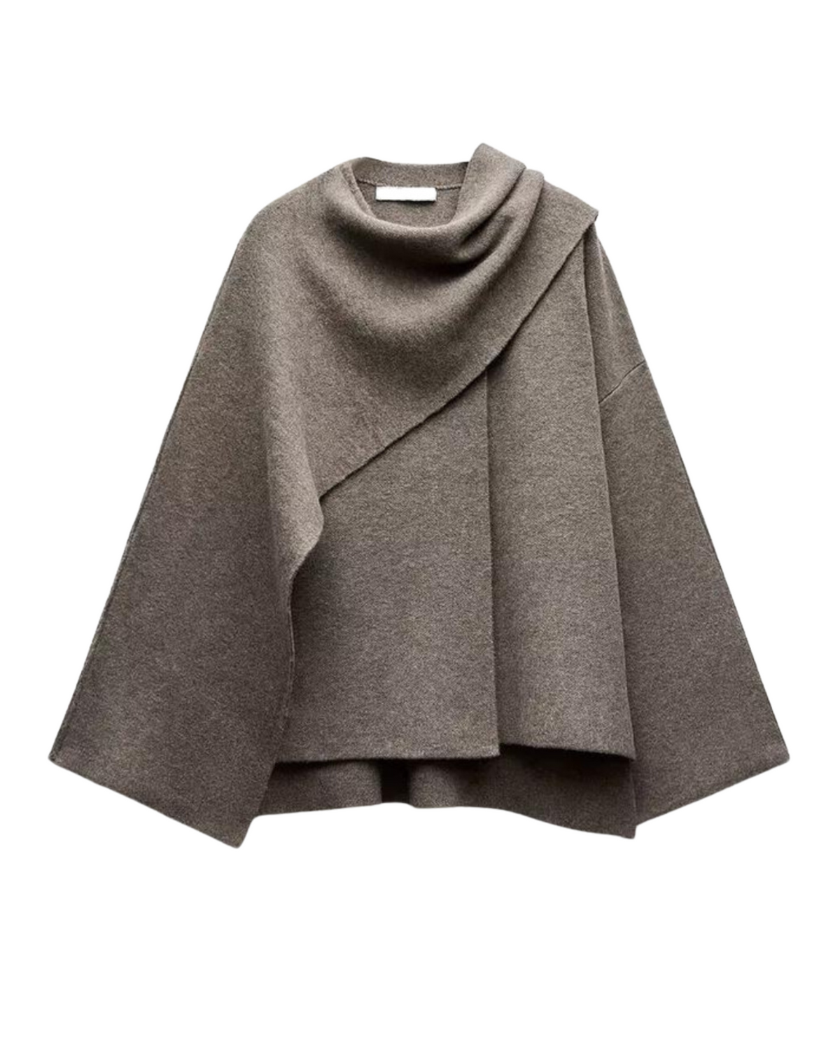Julia | Asymmetrical Poncho With Draped Scarf Collar