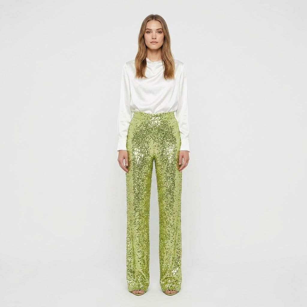 Cassandra | Sequin Straight-Leg Party Pants