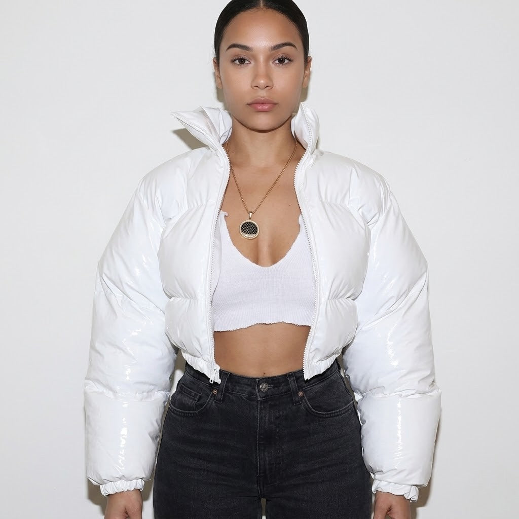 Linnea | Glossy Cropped Puffer Jacket