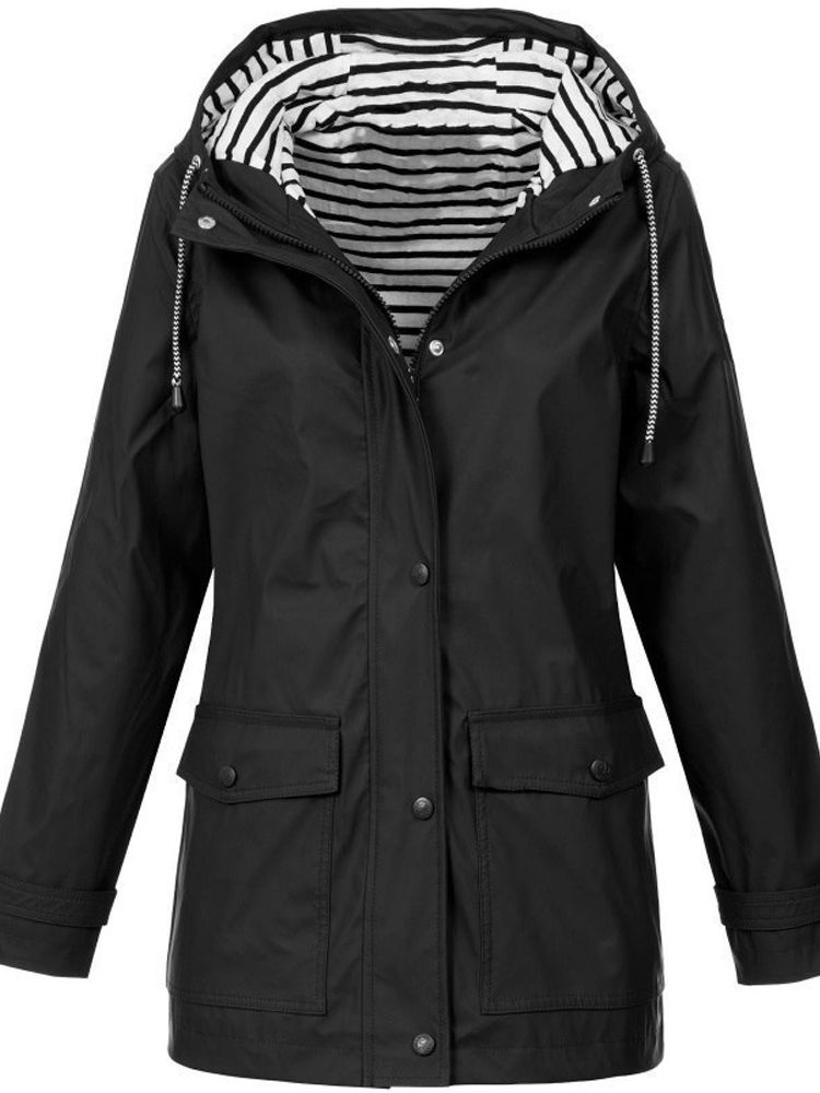 Dolores | Hooded Rain Jacket With Striped Lining