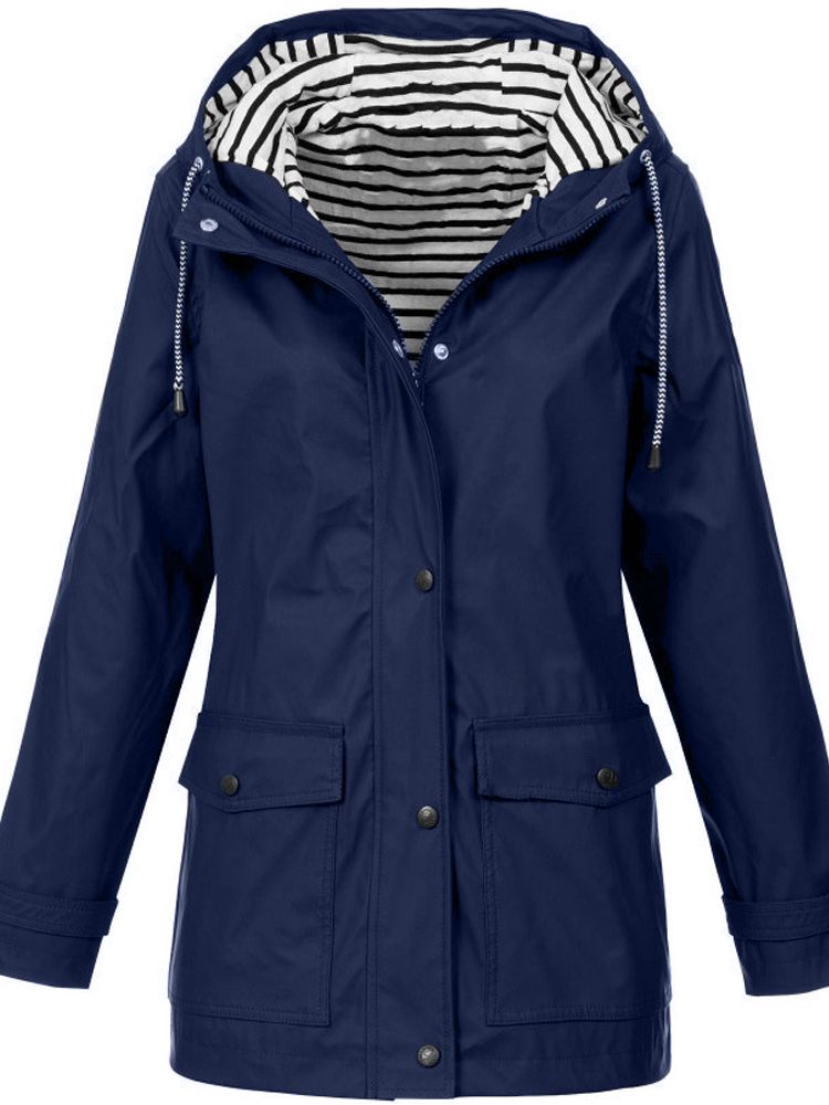 Dolores | Hooded Rain Jacket With Striped Lining