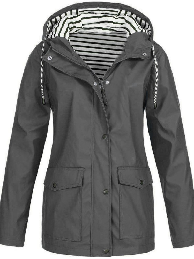 Dolores | Hooded Rain Jacket With Striped Lining