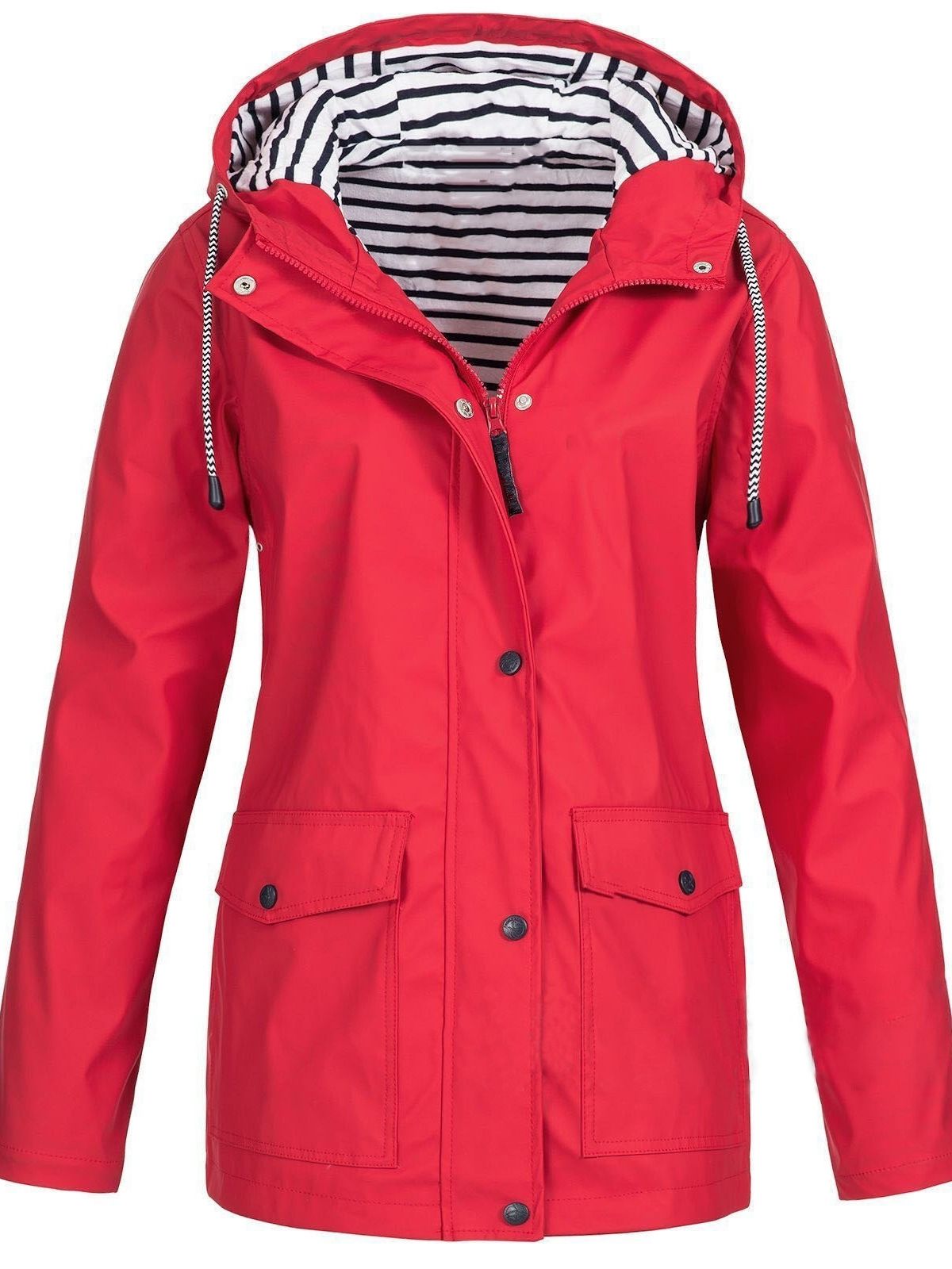 Dolores | Hooded Rain Jacket With Striped Lining
