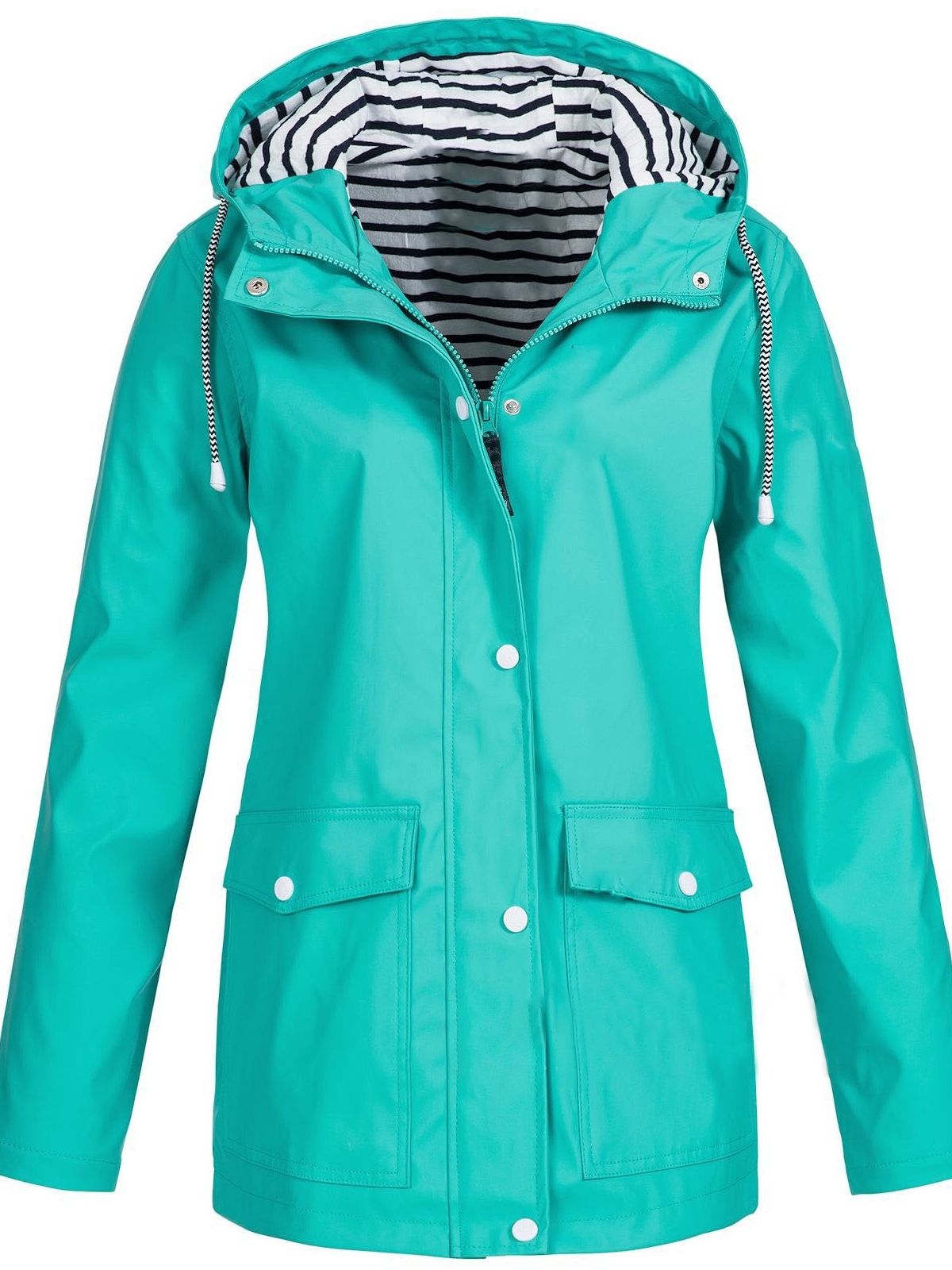 Dolores | Hooded Rain Jacket With Striped Lining