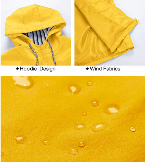 Dolores | Hooded Rain Jacket With Striped Lining