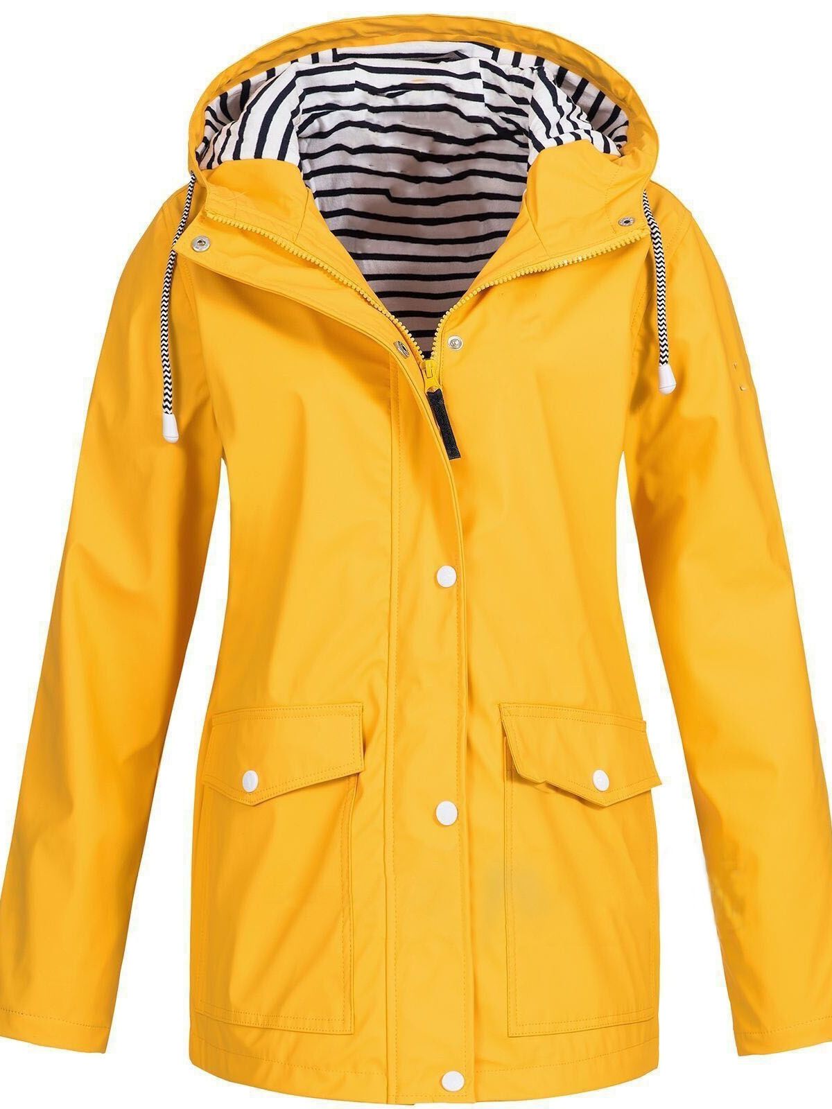 Dolores | Hooded Rain Jacket With Striped Lining