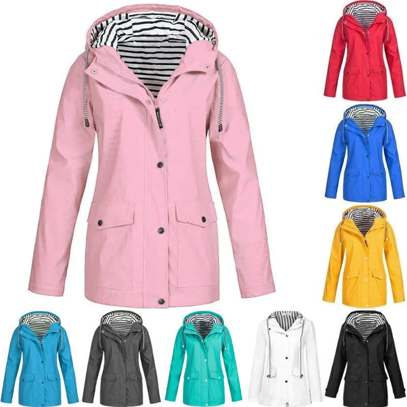 Dolores | Hooded Rain Jacket With Striped Lining