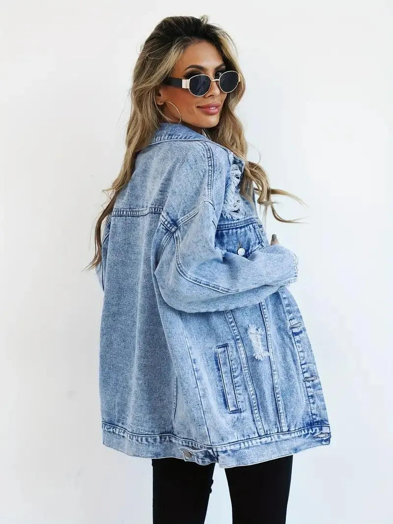 Daphne | Oversized Distressed Denim Jacket