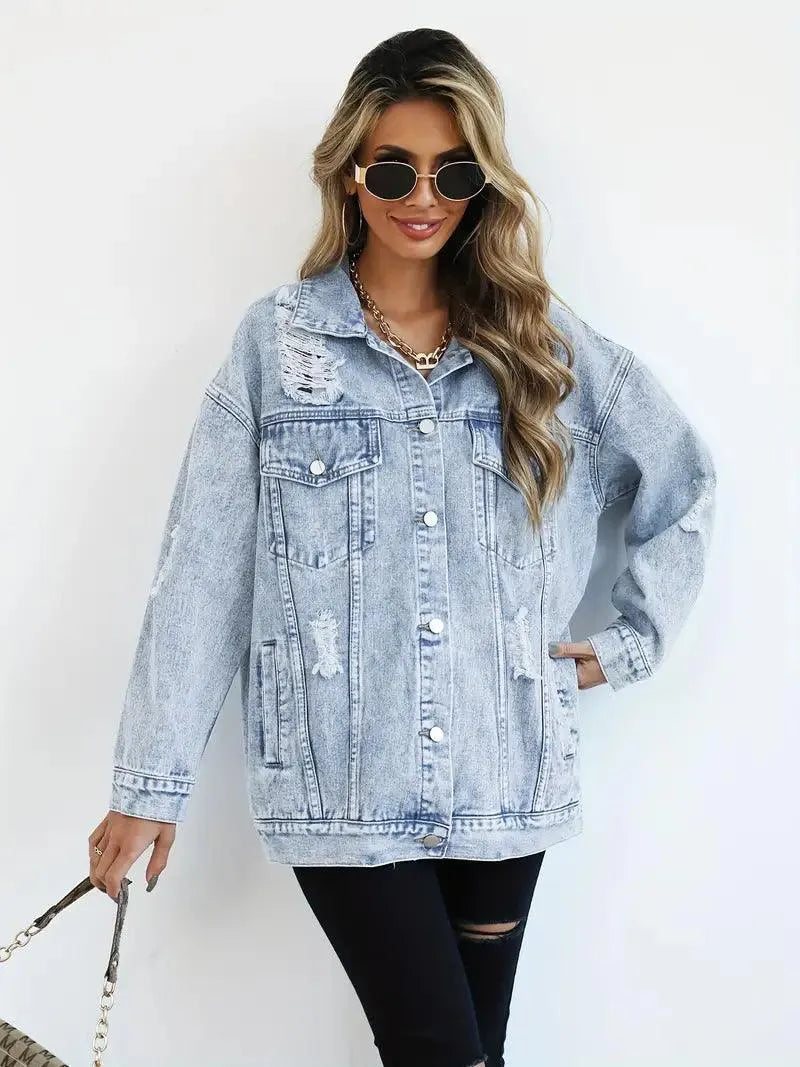 Daphne | Oversized Distressed Denim Jacket