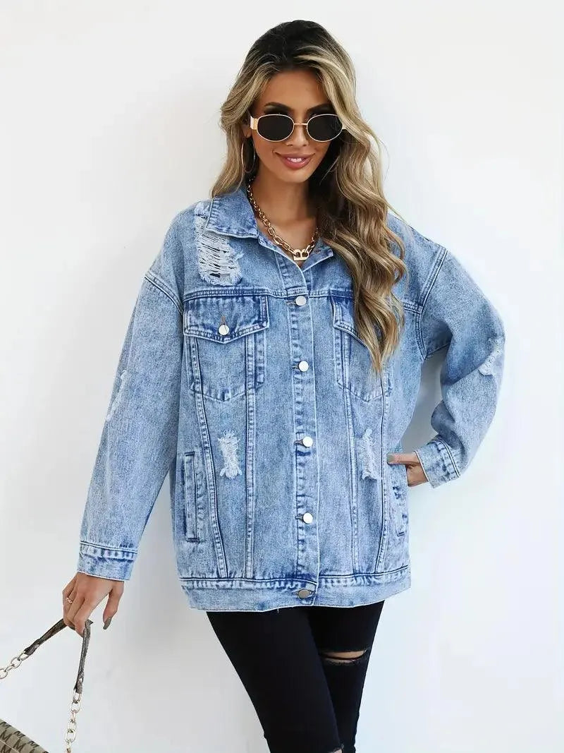 Daphne | Oversized Distressed Denim Jacket