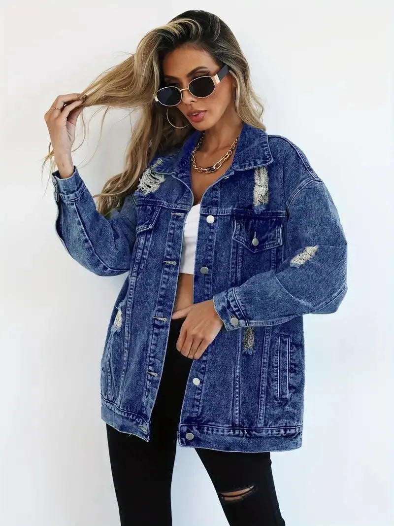 Daphne | Oversized Distressed Denim Jacket