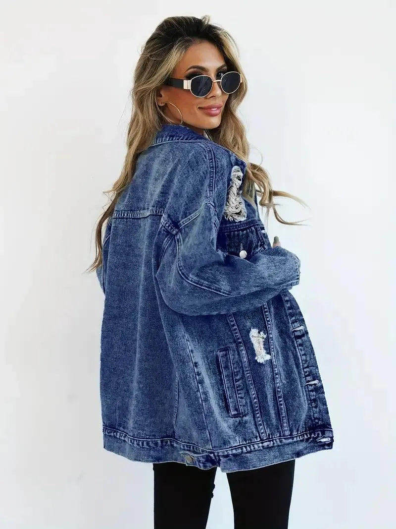 Daphne | Oversized Distressed Denim Jacket