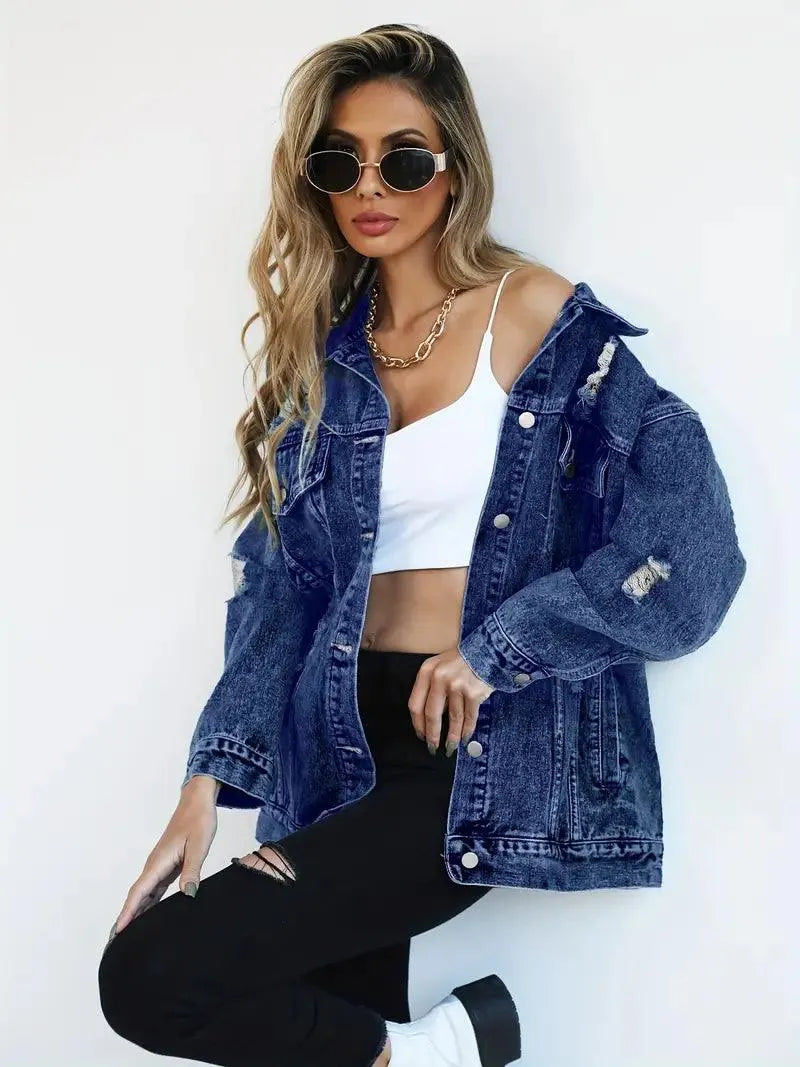 Daphne | Oversized Distressed Denim Jacket