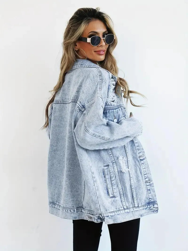 Daphne | Oversized Distressed Denim Jacket