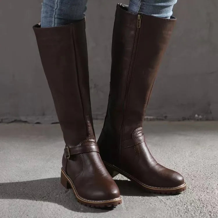 Eden | Knee-High Riding Boots With Buckle Strap