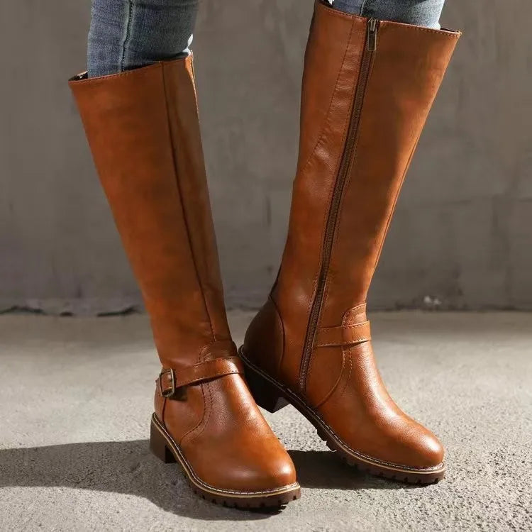 Eden | Knee-High Riding Boots With Buckle Strap